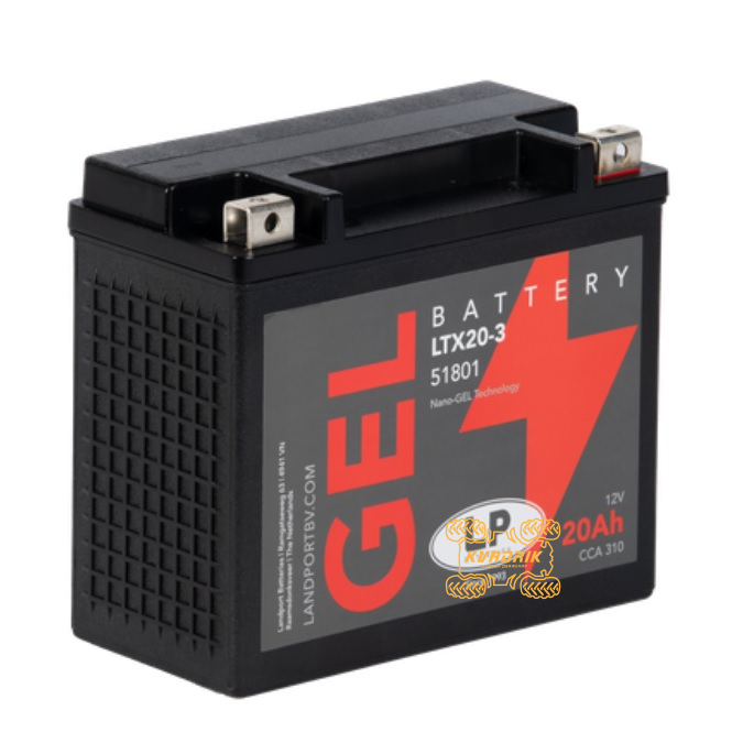 Акумулятор 12V 18AH 175X86X154 гелевий GTX20L-BS, 410301203, 410922990, 515175642, 619660002, 4SH-82100-00-00 Landport GTX20-3