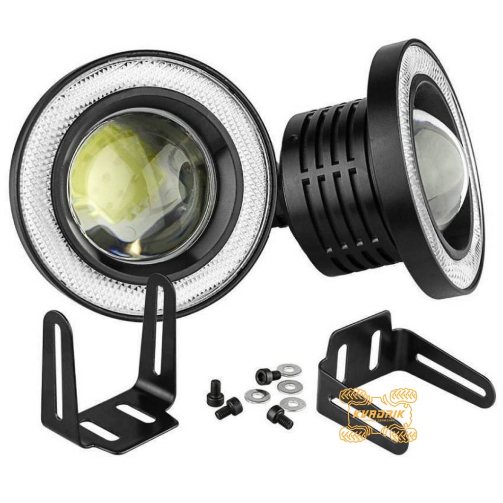 Фари LED R500 комплект (2шт.),  (з ангельськими очками Fog Angel Eyes)  LED-YS-FL3200