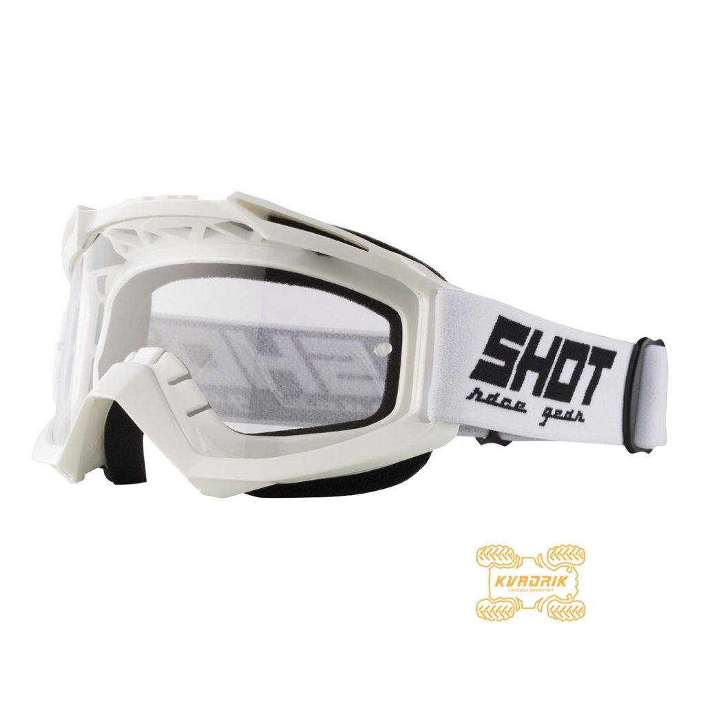 Окуляри SHOT RACING ASSAULT SOLID колір білий, лінза прозора ANTI-SCRATCH   A0D-29A1-A02