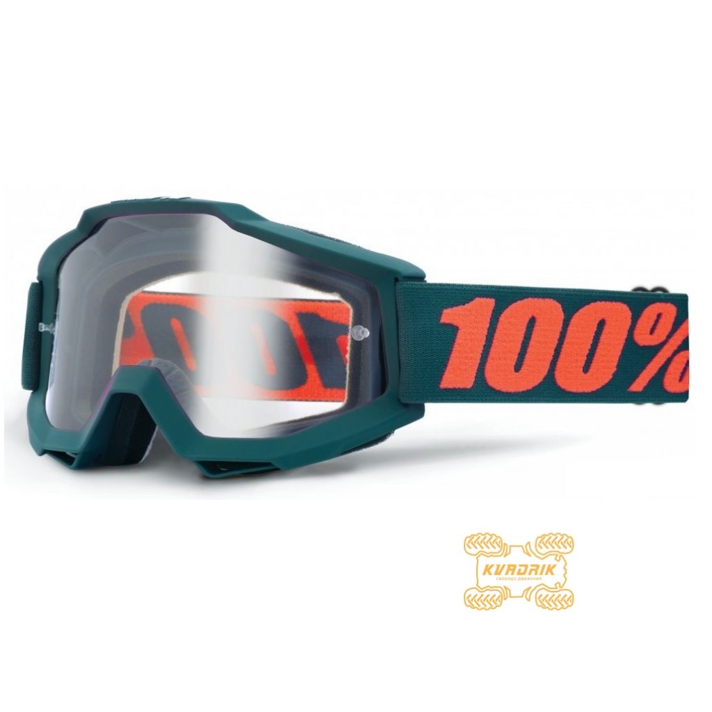 Очки 100% Accuri Goggle Matte Gunmetal - Clear Lens цвет зеленый, линза прозрачная с анти-фогом 50200-025-02