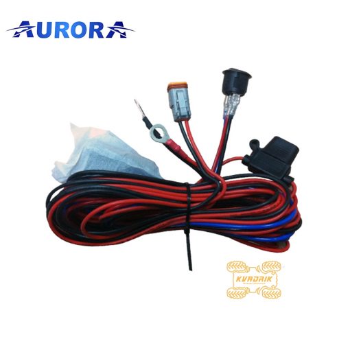 Комплект проводки Aurora для подключения LED фар мощностью до 120W на квадроцикле, багги или внедорожнике (переключатель, реле, предохранители, проводка) ALO-AW3