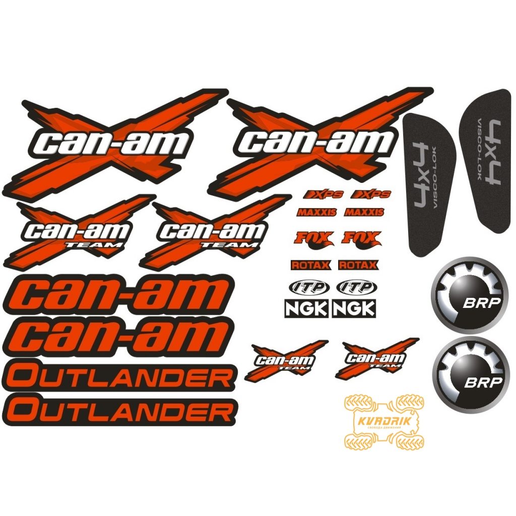 Комплект наклеек X-ATV для квадроцикла Can Am Outlander цвет красный STI-CAN-OUT-328