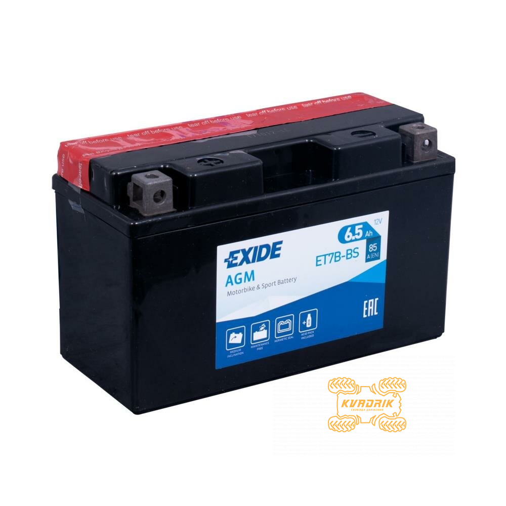 Акумулятор 12V 6,5AH 150X65X93 (YT7B-BS) 715500305, 710001297, GT7-B4000-00-00, 4UC-82100-01-00, K26012-S006, 26012-S006 EXIDE ET7B-BS