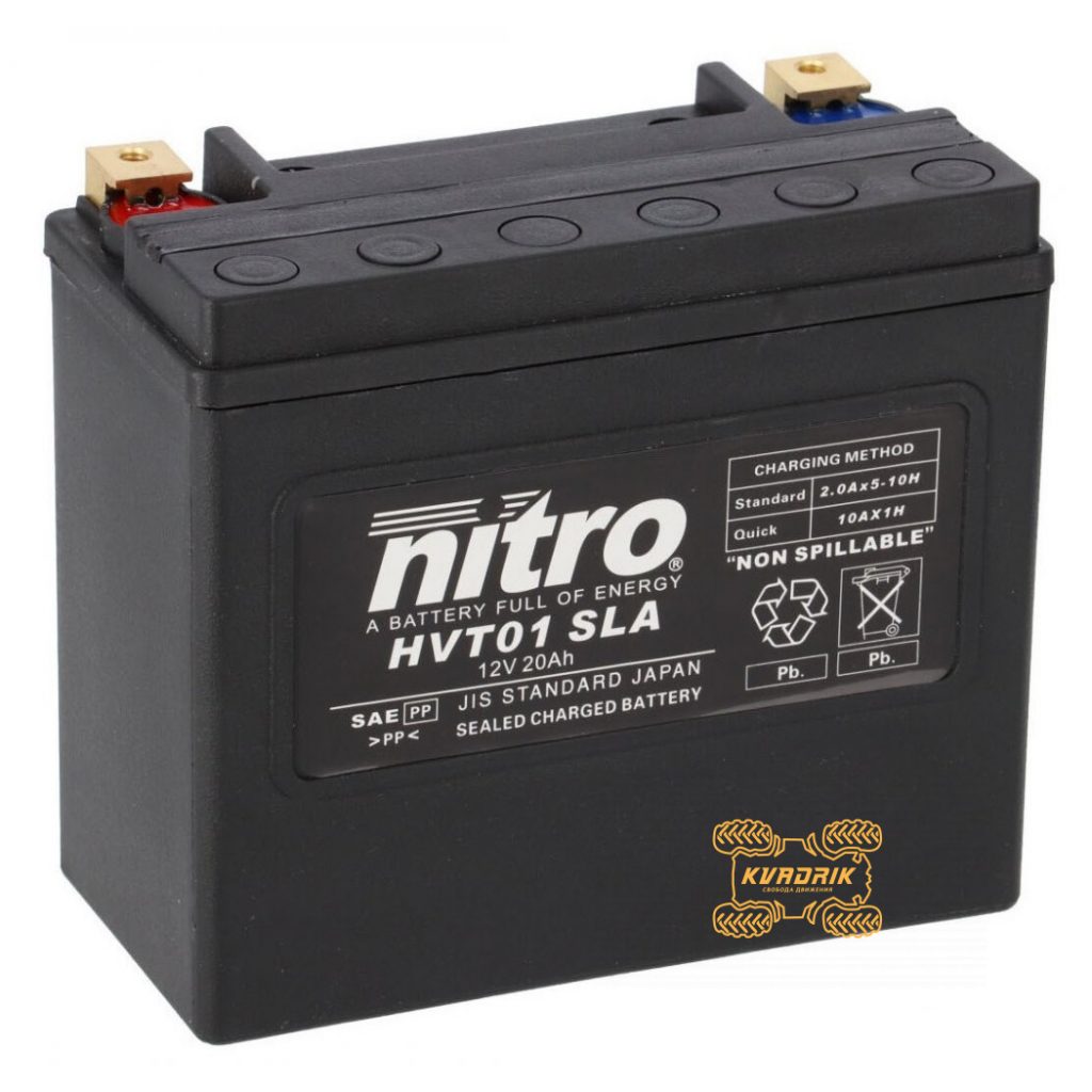 Акумулятор NITRO HVT V-Twin Battery 12V 20AH 175X87X155  YTX20L-BS, 410301203, 410922990, 515175642, 619660002, 4SH-82100-00-00, 31500-LDB5-E0A   NITRO   HVT-01-SLA