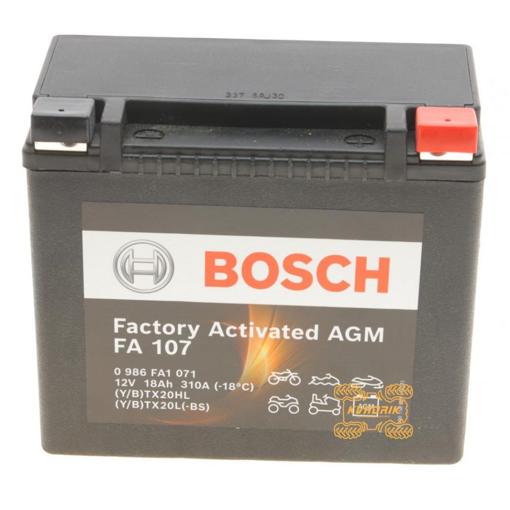 Акумулятор 12V 18AH 176X89X154  1176053, YTX20L-BS, 410301203, 410922990, 515175642, 619660002, 4SH-82100-00-00, 31500-LDB5-E0A   BOSCH  0986FA1071